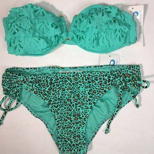 Lasercut Ruffled Bandu California Waves Bikini Top
